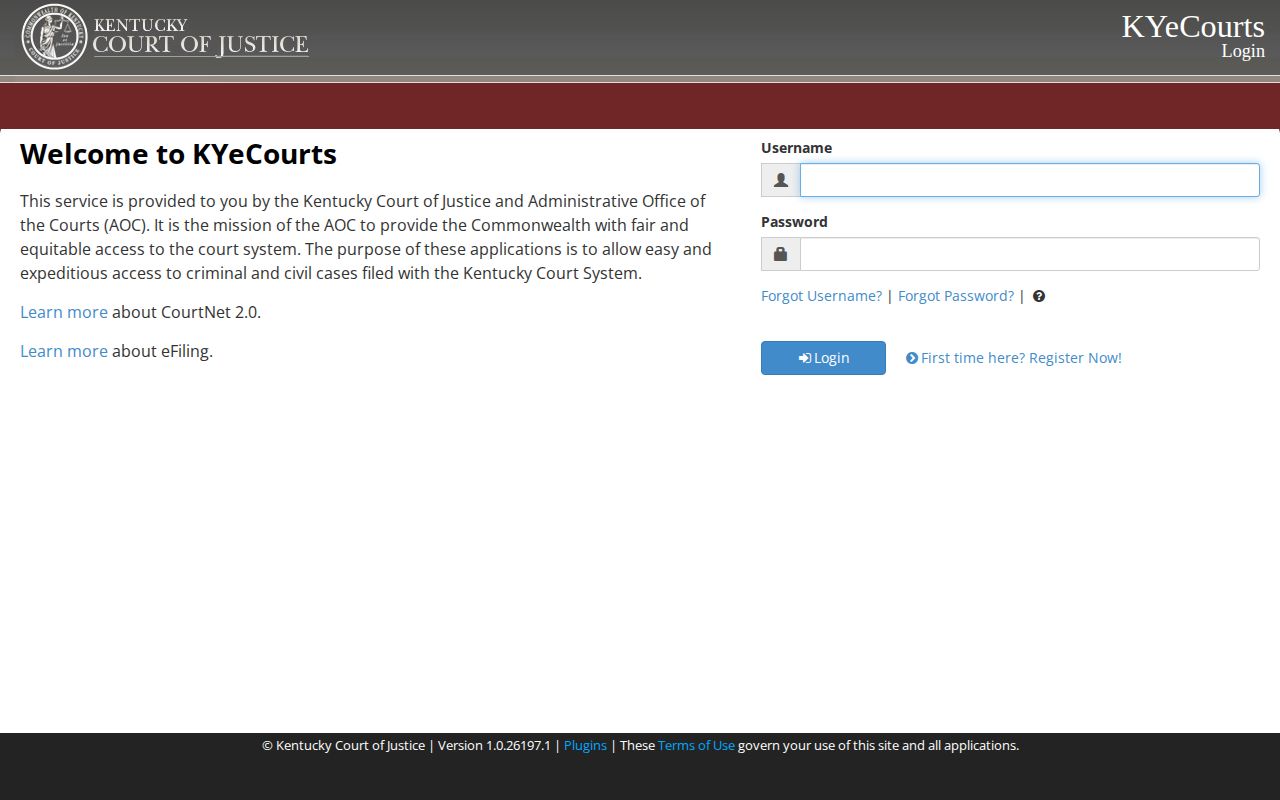 Kentucky CourtNet entry for Fleming County warrant and case records